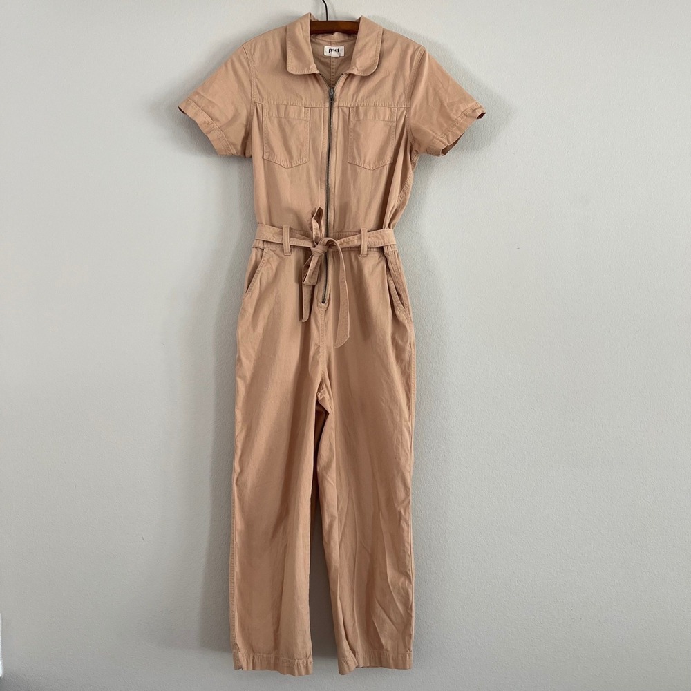 Pact Boulevard Twill Jumpsuit Small Tan